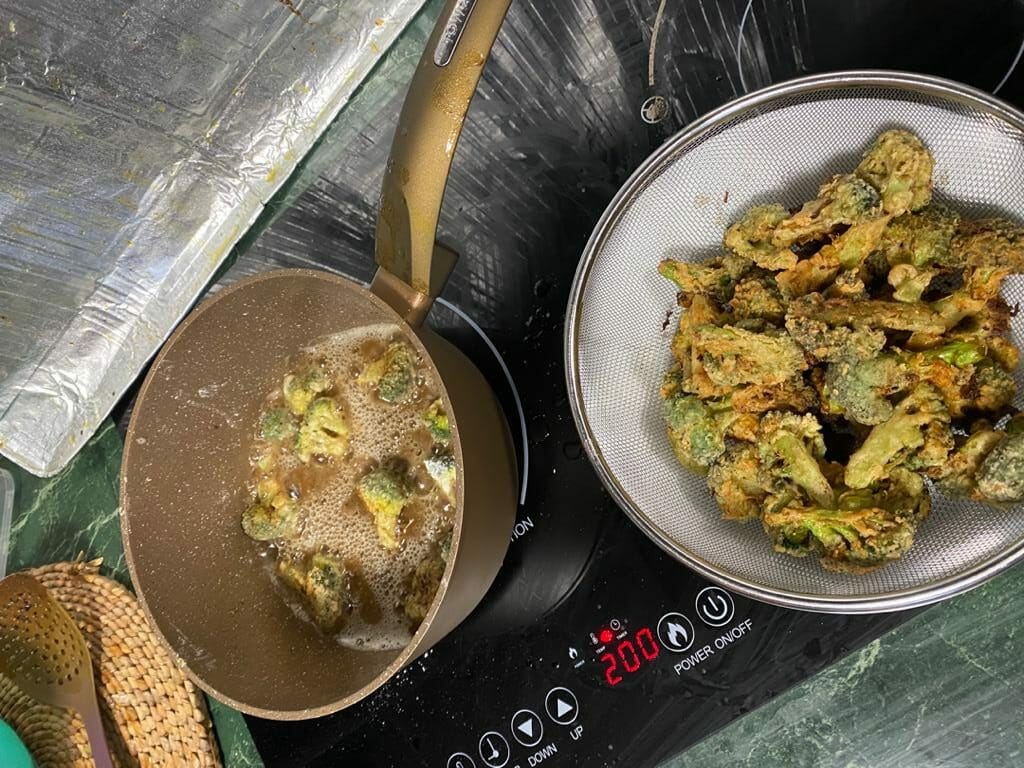 Deep fried broccoli malaysian style