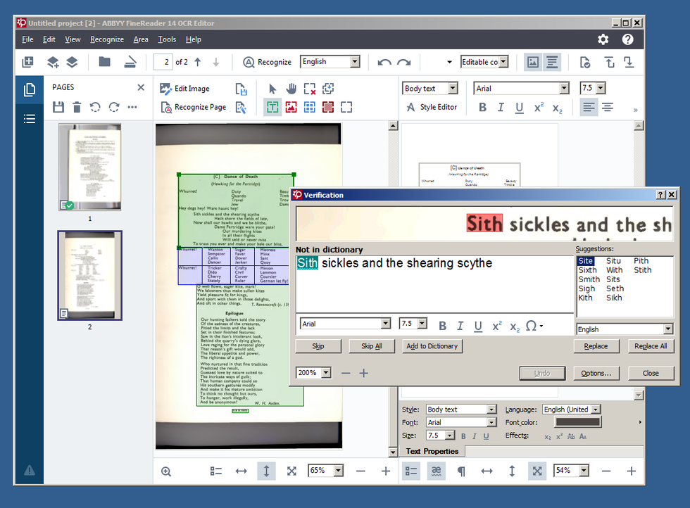 Computer Screenshot Of Text Conversion Software Abby Finereader