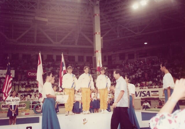  [Our team winning the gold at 1991 SEA Games in Manila] 