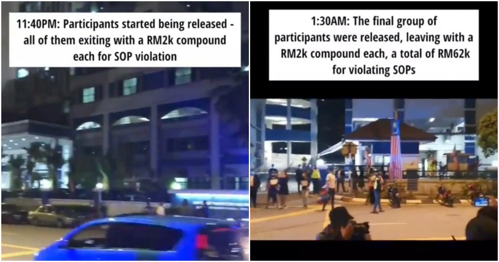 At 1.30 AM Participants released by PDRM with a compound of RM2k each