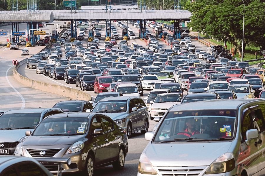 Malaysian traffic jam during work commuting hours
