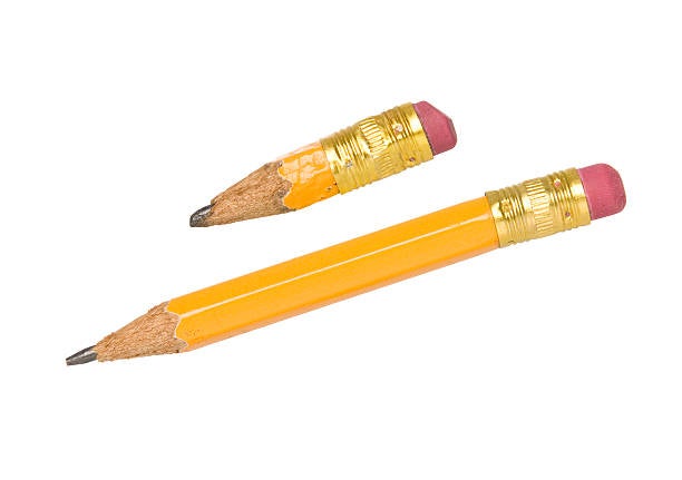 Two pencils, one of which is significantly shorter than the other.