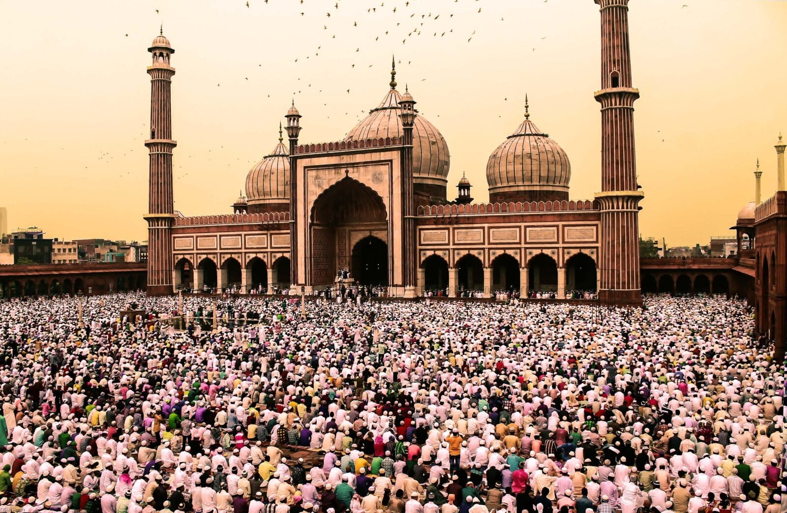 A large crowd of Muslims at a mosque in New Delhi