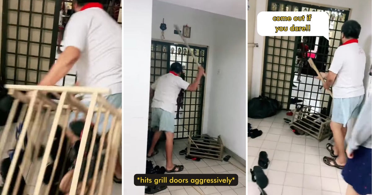 Chinese Uncle Attacks Grill Door in JB Malaysia