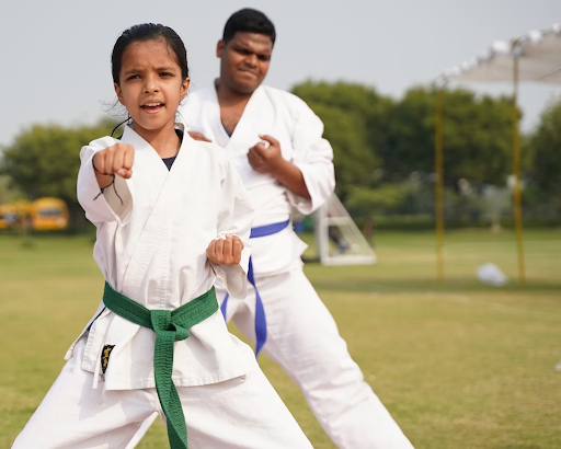 A Girl Taking Taekwondo Lessons.