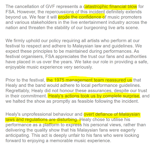the cancellation of GVF represents a financial blow