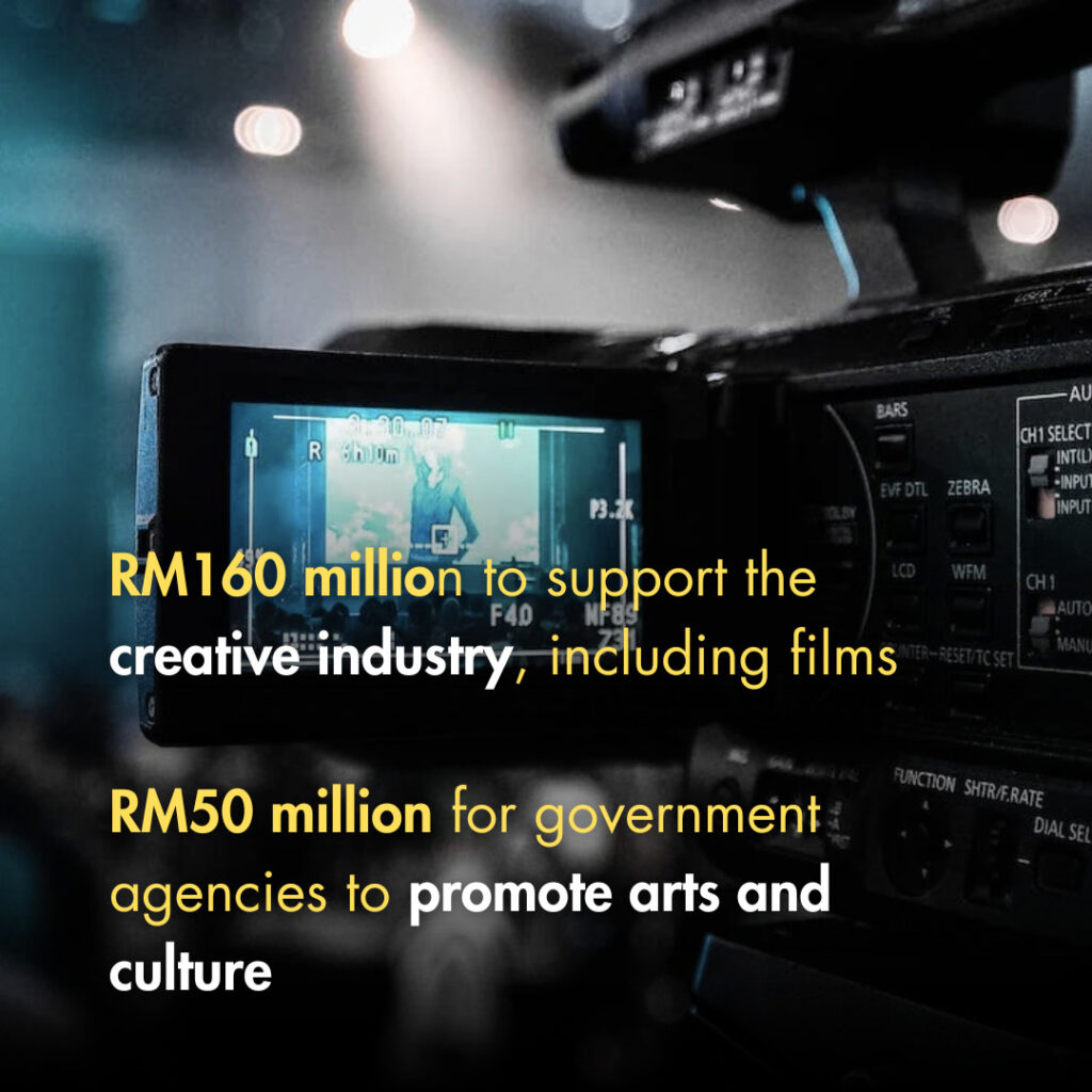 Rm160 Million To Support The Creative Industry. This Includes Funds To Support Local Films. Rm80 Million For The Conservation And Preservation Of Unesco Heritage Sites, Including Those In Sarawak, Kedah And Perak. Rm50 Million For Government Agencies To Promote Arts And Culture. Rm20 Million For Think City To Preserve Kuala Lumpur’s Cultural Heritage. Rm10 Million To Support Cultural Activities In Sabah, Sarawak, Perak, And Terengganu. 10% Reduction In Entertainment Duties For International Acts. 5% Reduction In Entertainment Duties For Theme Parks. Local Artists Will Not Be Subject To Entertainment Duties.