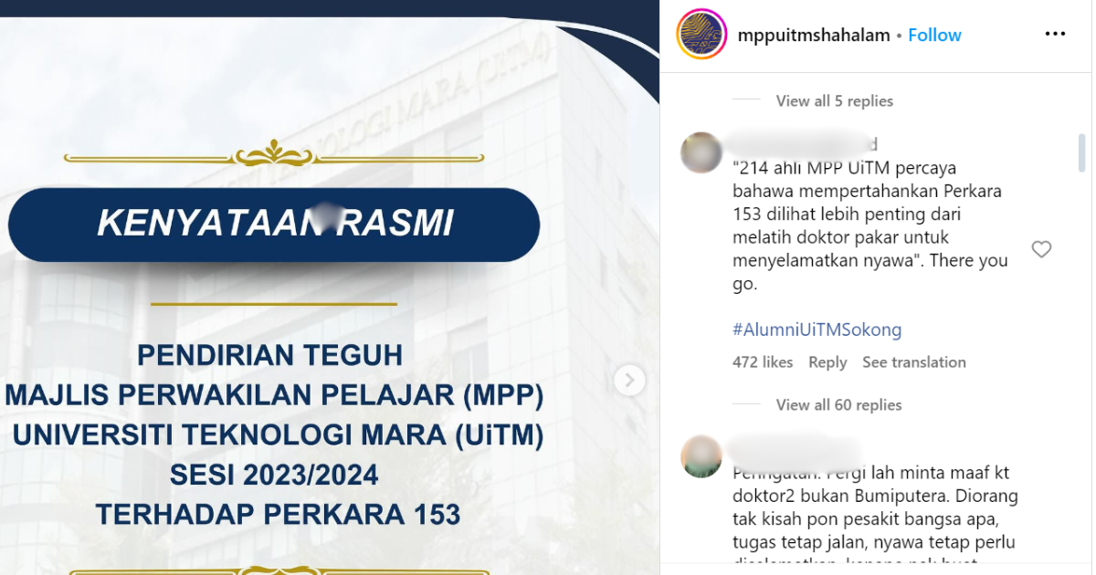 Why Did Uitm Students Oppose Non Bumi Doctors From Joining A Postgrad Programme 1