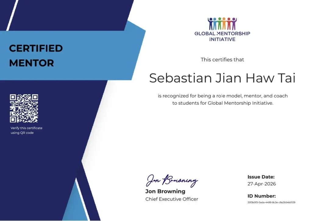 Why Sebastian Tai Keeps Showing Up for Young People in In Real Life Gmi Mentor Certificate
